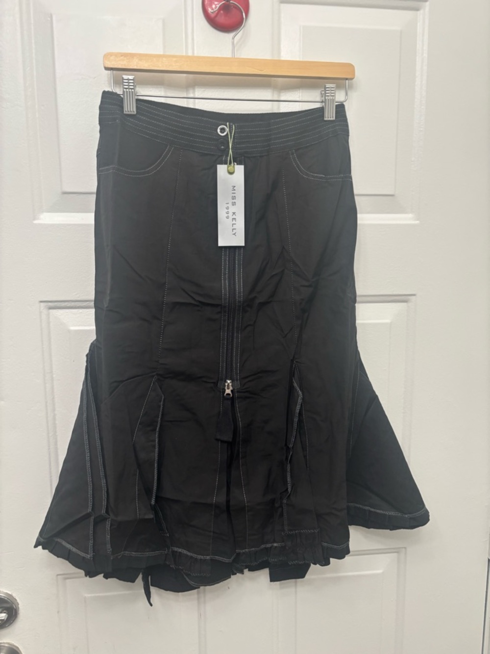 Miss Kelly Black A-Line Skirt with Contrast Stitching